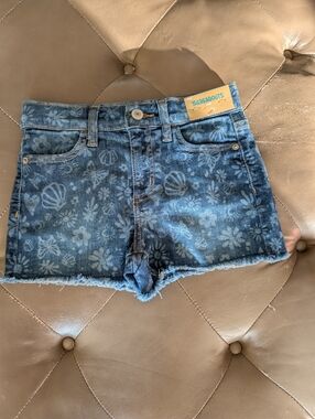 THEREABOUTS Girls Flower Jean Shorts Size 7